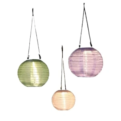 Image of NOMA Solar Mandarin Round Lantern, 20 cm Colour May Vary (Pack of 1), Light Green/Pink/Lilac
