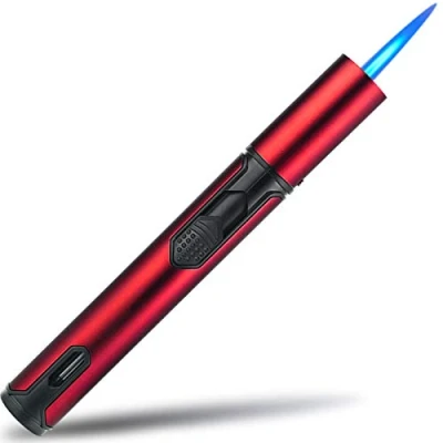 Image of Yeuligo Jet Torch Lighter, 6.0in Gas lighter with Visible Window, Windproof Adjustable Flame for BBQ, Stove, Candle, Kitchen Cooker, Hobs, Men Gifts, Red (Sold without Gas)