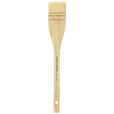 Image of Winsor &amp; Newton Hake Wide Flat Wood Handle Brush 2&quot;, White