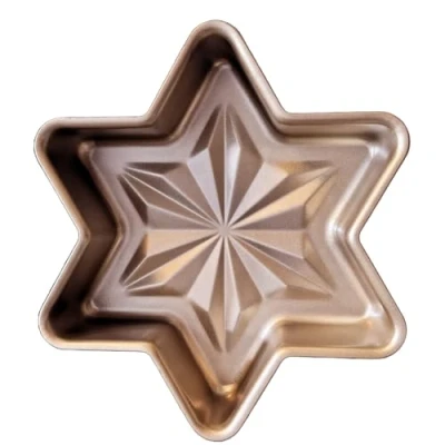 Image of Hexagonal Star Lucky Snowflake Flower Shape Cheese Mousse Cake Bread Mold Creative Baking Pan Non Stick Carbon Steel Loaf 8&quot; (Snowflake Mold)