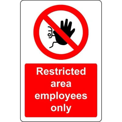 Image of Restricted area employees only Safety sign 1mm Plastic (300mm x 200mm)