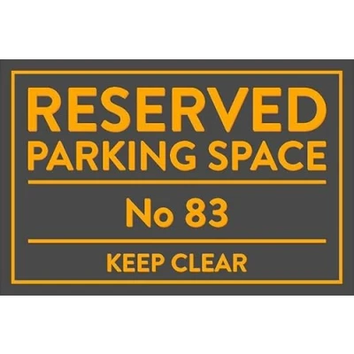 Image of Reserved parking space keep clear personalised sign BY Self adhesive sticker (300mm x 200mm)
