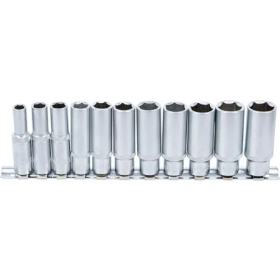 Image of BGS 2222 Socket Set, Hexagon, deep 10 mm (3/8&quot;) Drive 8 19 11 pcs.