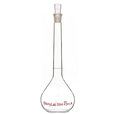 Image of stonylab Glass Volumetric Flask Class A with Stopper, Borosilicate Heavy Wall Tolerance ±0.05ml, 50ml