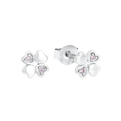 Image of Amor earrings 925 sterling silver girl children earrings, with cubic zirconia synth, 2.2 cm, silver, heart, Comes in jewelry gift box, 2021295