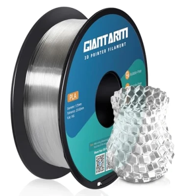 Image of PLA Filament 1.75mm, GIANTARM Classic 3D Printer 1kg Spool (Transparent)…