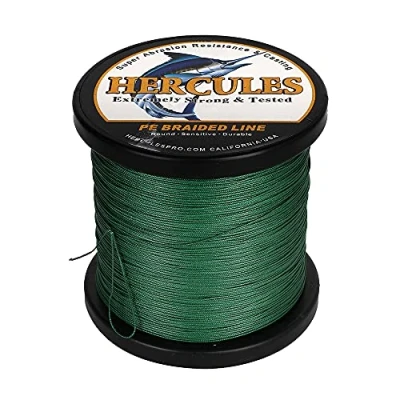 Image of HERCULES Braided Fishing Line 12 Strands, 100 2000m 109 2196 Yards Braid Fish Line, 10lbs 420lbs Test PE Lines for Saltwater Freshwater Green, 200lbs, 300m