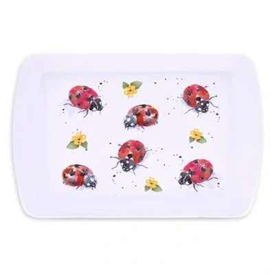 Image of Lesser &amp; Pavey Country Life Collection Lady Bird Design Small Snack Tray White 23 x 15.5 3cm Single Item LP48561