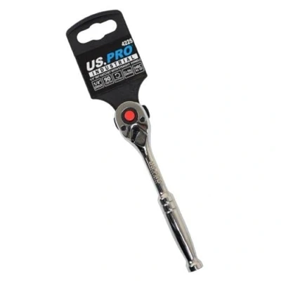 Image of US PRO INDUSTRIAL 1/4&quot; Drive 90T Ratchet with Straight Metal Handle 4225