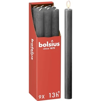 Image of Bolsius Dinner Candle Rustic Stormy Grey 27 cm 9 Pieces