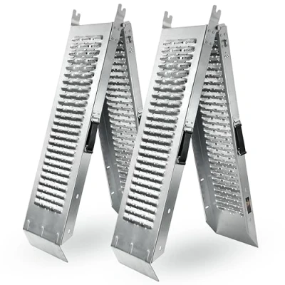 Image of Crystals 2 Pcs Steel Foldable Loading Ramp 400Kg Capacity Bike Quad Mower Vehicle Garage Tool