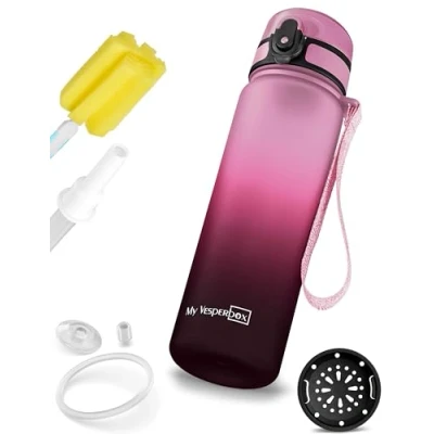 Image of My Vesperbox Minny 750 ml Children&#039;s Leak Proof Water Bottle with Straw or Strainer Lightweight Tritan BPA Free for Nursery, School