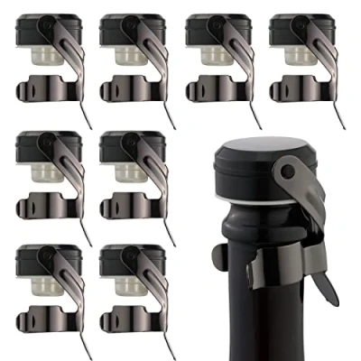 Image of WOTOR Champagne&amp;Wine Stopper Stainless Steel with Food Grade Silicone, Leak Proof and Bubble Retaining Saver Keeps Wine&amp;Champagne Fresh，Suitable for All Standard Size Wine&amp;Sparkling(8 Pack Silver）
