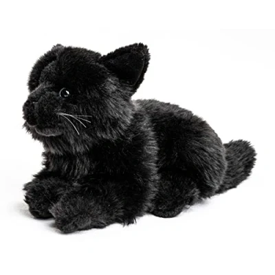Image of Uni Toys Cat white, lying down 20 cm (length) plush kitten toy, cuddly toy