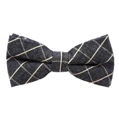 Image of DonDon Men’s checkered cotton bow tie 4.72 x 2.36 12 6 cm already tied and completely adjustable Grey white