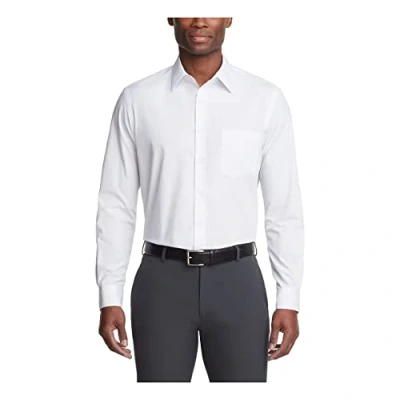 Image of Van Heusen Men&#039;s Dress Shirt Regular Fit Poplin Solid, White, 17&quot; Neck 34&quot; 35&quot; Sleeve