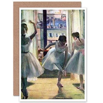 Image of Wee Blue Coo EDGAR DEGAS THREE DANCERS IN A PRACTICE ROOM OLD MASTER GREETINGS CARD