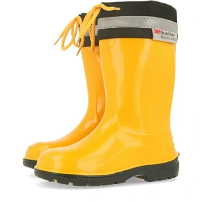 Image of Lemigo Kim Kids Boys Girls Childrens Wellington Boots Rainy Snow Wellies (7 UK Child, Yellow, numeric_7)