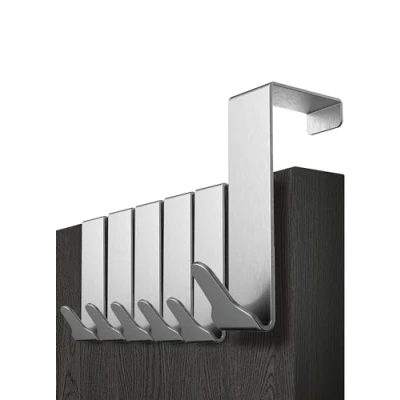 Image of Menz Premium Over Door Hanger Set of 6 Stainless Steel Coat Hooks 36mm with Anti Slip and Felt Pads, Sturdy Hook Türhaken Edelstahl_36mm 6er UK