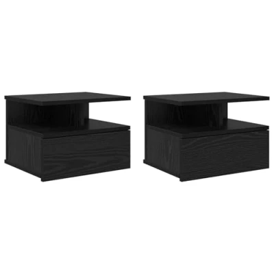 Image of vidaXL Floating Nightstands 2 pcs Black Oak 40x31x27 cm Engineered Wood