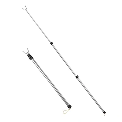 Image of Retractable Clothesline Pole, 50&quot; Closet Hook Pole Adjustable Hook, Steel Telescopic Handle Clothing Suitable for Wardrobe, Clothesline, Hanger, Hanger Rod (Gray)