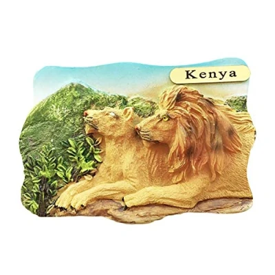 Image of Kenya Africa Couple Lion 3D Refrigerator Magnet Tourist Travel Souvenirs Fridge Home and Kitchen Decoration Collection