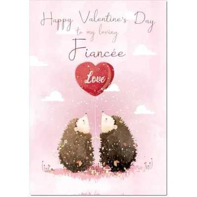 Image of doodlecards Fiancee Valentine&#039;s Day Card Love Hedgehogs Large A4 Size with Plain Envelope
