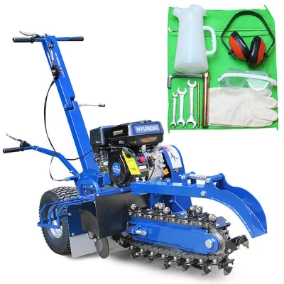Image of Hyundai 210cc 7hp Petrol Trencher, Recoil Start, 450mm Depth