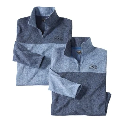 Image of ATLAS FOR MEN Pack of 2 Men&#039;s Brushed Fleece Jumpers Blue 3XL