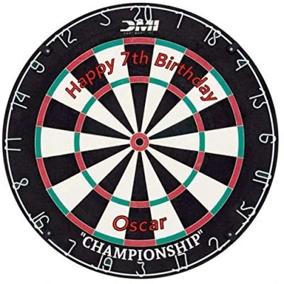 Image of Dart Board 19 cm round fondant icing edible cake topper and printed with your custom greeting