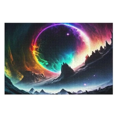 Image of 1000 Piece Jigsaw Puzzle Planetary Star System for Adults Wooden Puzzles Educational Game Challenge Toy （75x50cm）