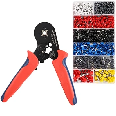 Image of Dechengbao Ferrule Crimping Tool Kit with 1200PCS Ferrules Insulated Wire Terminals, Self Adjustable Ratchet Crimper for AWG 237(0.256mm²) Electrical Connectors