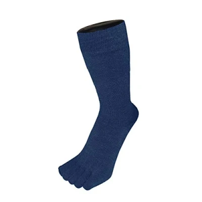 Image of TOETOE Men, Women Essential/Everyday Stretchy Soft Silk Mid Calf Seamless Plain Toe Socks, Hygienic, Breathable 1pair Navy Blue
