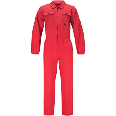 Image of BWOLF ANAX 100% Cotton Work Utility &amp; Safety Coveralls with Multifunctional Pockets and Zipper (S, Red)