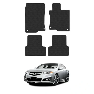 Image of 5mm Rubber Car Mats Compatible With Honda Accord (2008 2015) Tailored Fit Floor Set Accessory Custom Anti Slip Backing Heavy Duty Waterproof Easy Clean Durable All Weather Full Coverage