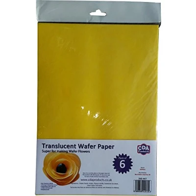 Image of Pack of 6 A4 Edible Vanilla Wafer Paper Sheets (Rice Paper) in Translucent Bright Yellow Colour by CDA Products 260 447
