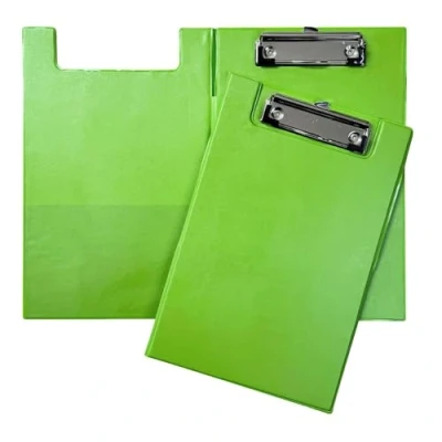 Image of A5 Neon Green Foldover Clipboard with Pen Holder