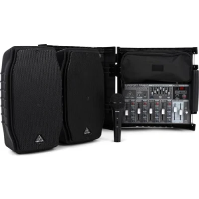 Image of Behringer EUROPORT PPA200 Ultra Compact 200 Watt 5 Channel Powered Mixer with Wireless Microphone Option, Klark Teknik Multi FX Processor and FBQ Feedback Detection,Black