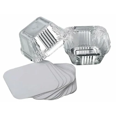 Image of 25pcs 120ml Aluminium Containers Food Pan with Lid Catering Tin Foil Container Paper Lids Meal Prep Tray for Baking, Freezing