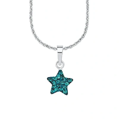 Image of Amor necklace with pendant 925 sterling silver girls children necklace, crystal glass, 35+3 cm, silver, star, comes in jewelry gift box