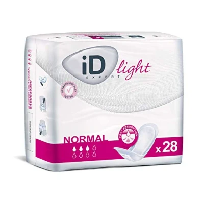 Image of ID Expert Incontinence Pads, Fast Absorbing Disposable Pads for Men and Women, Regular, Medium Absorption, Size Normal , Pack of 28