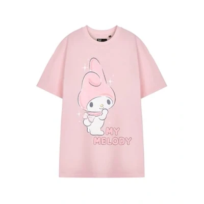 Image of Hello Kitty &amp; Friends My Melody Pink Womens Short Sleeved T Shirt Graphic Tee Sanrio Character Cute Top for Women Teens