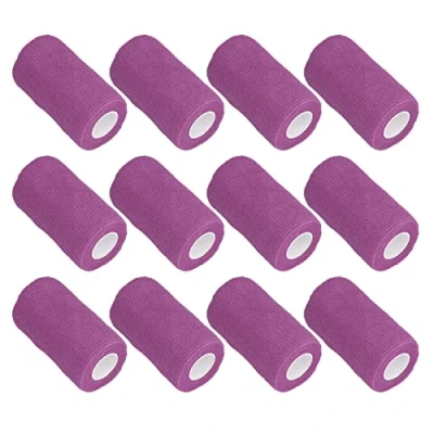 Image of 12Pcs Self Adhesive Bandage Wrap 10cm Natural Latex Elastic Vet for Cows, Dogs, Horses Versatile Pet Care Essential(Purple)