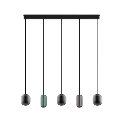 Image of Lucande pendant light Narion, linear, black, 5 bulb