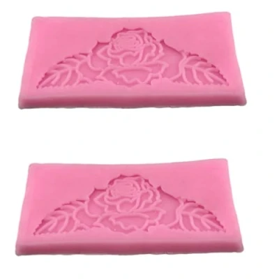 Image of Silicone Fondant 2Pcs Cluster Flower Leaves Lace Cake Baking Chocolate