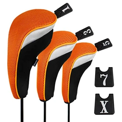 Image of Andux Golf 460cc Driver Fairway Wood Club Head Covers 3pcs/Set Orange