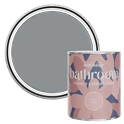 Image of Rust Oleum Grey Moisture Resistant Bathroom Wood and Cabinet Paint in Matt Finish SLATE 750ML