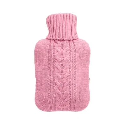 Image of Primes DIY Hot Water Bottle with Knitted Cover, 2L Classic Rubber Bag for Menstrual Cramps, Feet Warmer, Neck, Shoulders Pain Relief, Back &amp; Cosy Nights, and Cold Therapy (Pink)