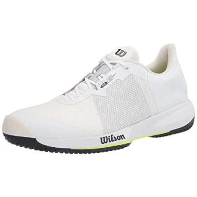 Image of Wilson Men&#039;s Tennis Shoes, KAOS SWIFT, White/Grey/Yellow, Size: 7.5, For All Surfaces, Player Types, WRS327520E075