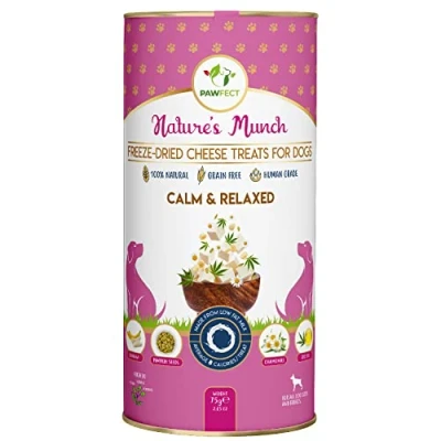 Image of Pawfect Nature&#039;s Munch Relax &amp; Calm Dog Treat; Calming treats for Dogs Anxiety; Freeze dried bite size; All natural; Grain gluten free; Low calorie; Healthy training (75g/2.65oz)